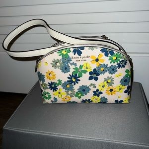 Kate Spade Spencer Floral Medley Double Zip Dome Chain Crossbody Parchment Multi